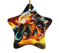 Ornamenti in ceramica a forma di stella a forma di motocicletta per albero di Natale decorazioni da appendere souvenir per interni ed esterni forniture per feste