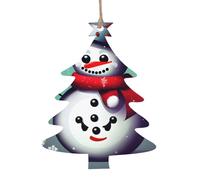 Ornamenti in legno a forma di albero di Natale - Buon Natale con stampa pupazzo di neve decorazione per la casa vacanze, albero di Natale, ufficio, camino, decorazione per feste