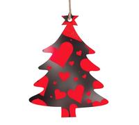 Ornamenti in legno a forma di albero di Natale - Cuori rossi Stampa fuochi d'artificio Decorazione da appendere all'albero di Natale con fiocchi di neve e forme di Babbo Natale