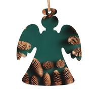 Ornamenti in legno a forma di angelo, con bordo a forma di pigna, 6 pezzi, ciondoli decorativi da appendere, design vintage per le vacanze