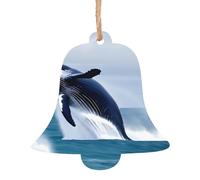 Ornamenti in legno a forma di campana con balene in mare, 1 pezzo, ciondoli decorativi da appendere, design vintage per le vacanze
