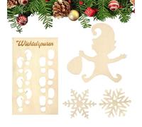 Ornamenti in legno a forma di fiocco di neve, stencil con impronta di gnomo | Ritagli natalizi per decorazioni invernali per finestre di casa