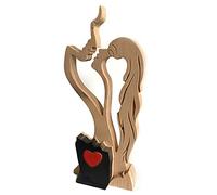 Ornamenti in Legno con Amore eterno, Statua in Legno con Bacio Maschile e Femminile, Scultura Astratta Fatta a Mano, Decorazione per Interni in Legno, Regali per Amici, San Valentino, Legno