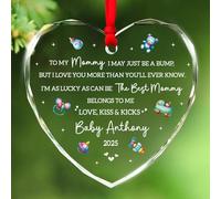 Ornamenti in vetro con scritta in inglese "to My Mommy I May Just Be A Bump", con nome e anno in arrivo del bambino, regalo di Natale, ornamento in vetro per la mamma in attesa di mamma, ornamento