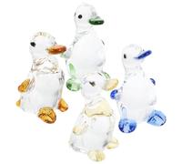 Ornamenti minimalisti di cristallo, graziosa anatra paffuta a forma di cartone animato zoo arti e mestieri con verde erba, blu medio, oro e ambra, ideale per soggiorno decorazione morbida sulla