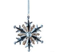 Ornamenti moderni da appendere in acrilico con glitter per decorazione dell'albero di Natale, fiocco di neve, campanella, ciondolo trasparente per le vacanze, figure e forme (L)