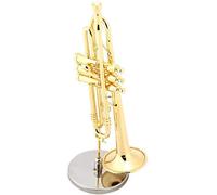 Ornamenti musicali, tromba in miniatura replica con supporto e ornamenti musicali modello strumento placcato in oro