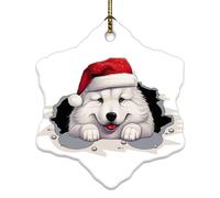 Ornamenti natalizi 2024 che sbirciano Samoiedo Regalo commemorativo per animali domestici, pallina di Natale, regalo da collezione per vacanze, albero di Natale, decorazioni per feste, fiocco di neve