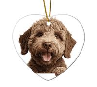 Ornamenti natalizi 2024 Peeking Lagotto' Romagnolo Ornamenti da appendere 3D Art Portrait Pet Dogs Souvenir Regalo da collezione per le vacanze Albero di Natale Decorazioni per feste Cuore in ceramica