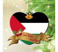 Ornamenti natalizi 2025 Dio benedica Palestinese Acrilico Ornamento di Natale Mappa del Mondo Bandiera Pendente Bandiera Nazionale Regali Nautici Ricordo Regalo da Collezione Decorazione Albero Calza