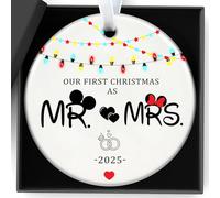 Ornamenti natalizi 2025 Our First Christmas As Mr & Mrs 1st Wedding Ornament, ornamento per sposini, decorazioni natalizie da appendere, regali per addio al nubilato, regalo di nozze per coppie, 7,6