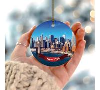 Ornamenti natalizi 2025 paesaggio di New York City Ornamenti da appendere Contemporaneo Paesaggio urbano edificio di stato Souvenir Regalo da collezione per la decorazione dell'albero di Natale