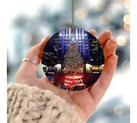 Ornamenti natalizi 2025 paesaggio di New York City Ornamenti da appendere edifici statali americani colorati paesaggio urbano palla di Natale regalo da collezione per la decorazione dell'albero di