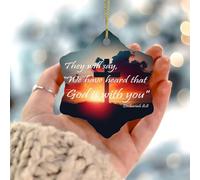 Ornamenti natalizi 2025 They Will Say We Have Heard' That God Is with You, regalo religioso, souvenir da collezione per decorazioni per albero di Natale, cerchio in ceramica, 7,6 cm, bianco