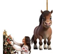 Ornamenti natalizi a forma di cavallo, specchio retrovisore in acrilico 2D, ciondolo a forma di animale, portachiavi con ciondolo a forma di cavallo, decorazione per borsa per gli amanti degli animali