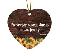 Ornamenti natalizi a forma di cuore in ceramica con preghiera per il salvataggio a causa della fragilità umana, ornamenti per albero di Natale, decorazione da appendere come ricordo di Natale