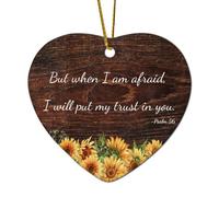 Ornamenti natalizi a forma di cuore in ceramica con scritta "But When I Am Afraid, I Will Put My Trust in You", ornamenti per albero di Natale, decorazione da appendere, souvenir di Natale, souvenir
