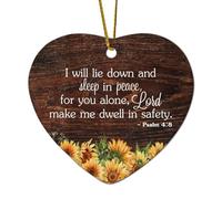 Ornamenti natalizi a forma di cuore in ceramica, con scritta "I Will Lie Down And Sleep in Peace for You Alone Lord Make Me Dwell in Safety Salmo 4:8", ornamenti per albero di Natale, decorazione da