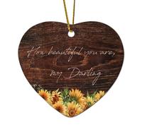 Ornamenti natalizi a forma di cuore in ceramica con scritta in lingua inglese "How Beautiful You Are, My Darling", decorazione da appendere all'albero di Natale, ricordo di Natale, souvenir di Natale