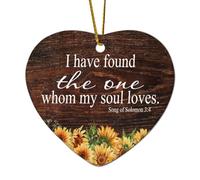 Ornamenti natalizi a forma di cuore in ceramica con scritta in lingua inglese "I Have Found The One Whom My Soul Loves", decorazione da appendere all'albero di Natale, ricordo di Natale