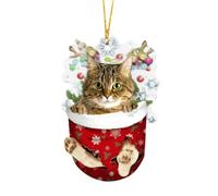 Ornamenti natalizi a forma di gatto, simpatico ciondolo a forma di gatto, divertenti ornamenti per gattini, decorazioni natalizie in acrilico, ornamenti per albero per la casa, regali per gli amanti