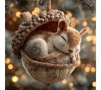 Ornamenti natalizi a forma di ghianda a forma di animale della foresta, grazioso animale della foresta in pigna, in acrilico, decorazioni da appendere per albero, decorazioni per la casa a tema natura