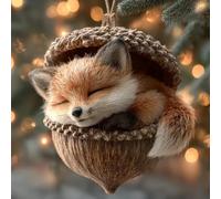 Ornamenti natalizi a forma di ghianda a forma di animale della foresta, grazioso animale della foresta in pigna, in acrilico, decorazioni da appendere per albero, decorazioni per la casa, tema natura