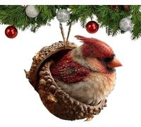 Ornamenti natalizi a forma di ghianda a forma di animali della foresta, ornamento natalizio 2D in acrilico da appendere, statuetta di creatura del bosco, decorazione per la casa a tema naturale per