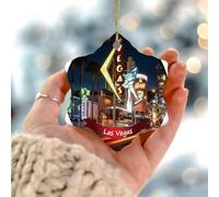 Ornamenti natalizi a forma di paesaggio cittadino di Las Vegas, ornamenti da appendere per interni, decorazione per la casa, in ceramica, porcellana, regalo per amici e famiglie