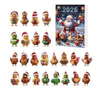 Ornamenti Natalizi A Forma Di Pollo Per Albero Di Natale | Pendaglio 2D Acrilico con Festivo - Calendario 'Avvento 24 Giorni Pendente Charm Animale per Casa Finestra Porta Party Decorazione