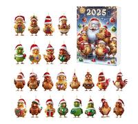 Ornamenti Natalizi A Forma Di Pollo Per Albero Di Natale - Pendenti Acrilici 2D Gallina per Specchietto Retrovisore | Conteggio Alla Rovescia 2025 24-Giorni, Decorazione Appendibile Per Albero Di