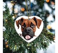 Ornamenti natalizi a forma di pugile che sbirciano a forma di cucciolo di cuore, regalo in ceramica da appendere, regalo per cane, mamma, palla di Natale, decorazione per albero di Natale