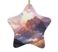 Ornamenti natalizi a forma di stella in ceramica MJHKXLJ Mountains nella luce del mattino stampato accessori per albero di Natale per centri commerciali finestre e uffici