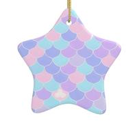 Ornamenti natalizi a forma di stella in ceramica YYHHAOFA Mermaid Tattoo Picture Accessori per albero di Natale per centri commerciali finestre e uffici