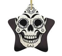Ornamenti natalizi a forma di stella in ceramica YYHHAOFA Sugar Horror Skull Picture Accessori per albero di Natale per centri commerciali finestre e uffici