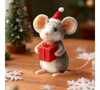 Ornamenti natalizi a forma di topo in feltro, adorabile topolino di lana infeltrita con cappello di Babbo Natale, accogliente regalo decorativo per la casa, artigianato con animali nel bosco, grazioso
