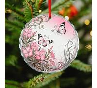 Ornamenti natalizi a grappolo di oleandri a forma di farfalla, 7,9 cm, in vetro di cristallo, da appendere, per albero, cimelio, scambio regalo, idea regalo, palline regalo per albero di Natale