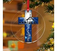 Ornamenti natalizi acrilici da 3 pollici 2025 Benvenuti nella nostra casa benedetta ornamenti natalizi unici palline decorazioni per feste di Natale cristiani cattolici religiosi ricordo disco