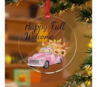 Ornamenti natalizi acrilici da 3 pollici 2025 Happy Fall Zucca Foglia Camion Appeso Ornamenti Pallina Vacanze Festive Decorazioni per la casa Acquerello Blu Farm Truck Keepsake Calza Trasparente Nome