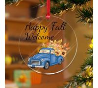 Ornamenti natalizi acrilici da 3 pollici 2025 Happy Fall zucca foglia camion divertente ornamento natalizio palla decorazione per le vacanze autunno raccolto Ringraziamento vacanza ricordo disco