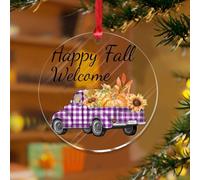 Ornamenti natalizi acrilici da 3 pollici 2025 Happy Fall Zucca Foglia Camion Eleganti Ornamenti Appesi Pallina Decorazione per le Feste Autunno Corone del Ringraziamento Ricordo Trasparente Disco