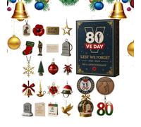 Ornamenti natalizi - Acrilico da 25 cm, calendario per conto alla rovescia natalizio con 24 ornamenti commemorativi | Calendario 'Avvento della vittoria in Europa 2025 per veterani