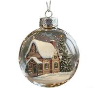 Ornamenti natalizi antichi con disegni di Babbo Natale e pupazzo di neve da appendere all'albero e esposizione stagionale (cottage di Natale)