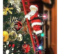 Ornamenti natalizi, Babbo Natale rampicante elettrico sulla scala di Natale con musica e albero di Natale Leggero appeso per la decorazione della parete della porta della casa