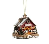 Ornamenti natalizi, ciondolo a forma di albero della casa in acrilico 2D, decorazione per la casa, per le feste, le finestre, le vacanze, la parete, l'auto, lo zaino e le celebrazioni
