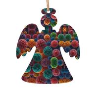 Ornamenti natalizi colorati per corpi cellulari, 4 pezzi, ornamenti in legno con disegni gioiosi, decorazione accogliente per la casa