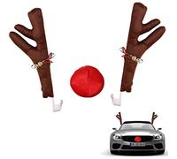 Ornamenti natalizi con corna di renna - Decorazione natalizia per auto | Kit di decorazione festiva per auto universali da portare con sé lo spirito natalizio