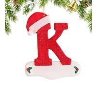 Ornamenti natalizi con lettere 'alfabeto, ornamenti con lettere per l'albero di Natale,Ornamenti con lettere in acrilico - Centrotavola natalizio Cappello rosso con lettera 'alfabeto, ornamenti da app