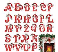 Ornamenti natalizi con lettere,Ornamenti con lettere per albero di Natale | Ornamento in lettere acriliche 2D dalla A alla Z | Decorazioni per lettere Ciondolo per albero di Natale per albero di