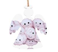 Ornamenti natalizi con nuvole sorridenti rosa, 6 pezzi, ornamenti in legno con disegni gioiosi, decorazione accogliente per la casa